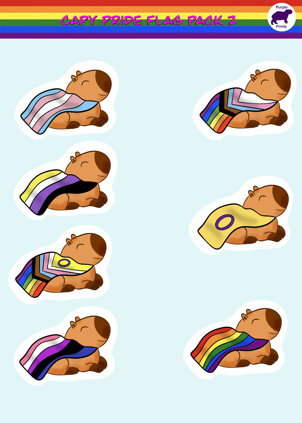 Capy Pride Flag Sticker Pack 2